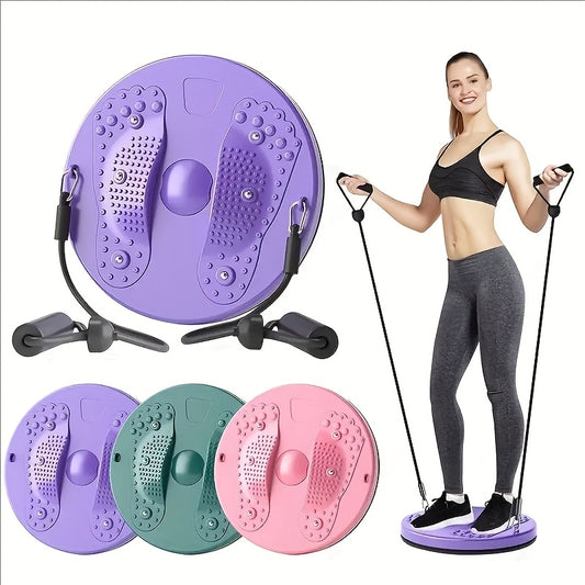 Magnetic Twist Board with Resistance Bands, Uncharged ABS Fitness Foot Massager, Yoga Waist Trainer, Balance and Strength Training, with Resistance Bands for Waist, Hips, and Legs, for Valentine's, Women's, Mother'S Day, Christmas, New Year