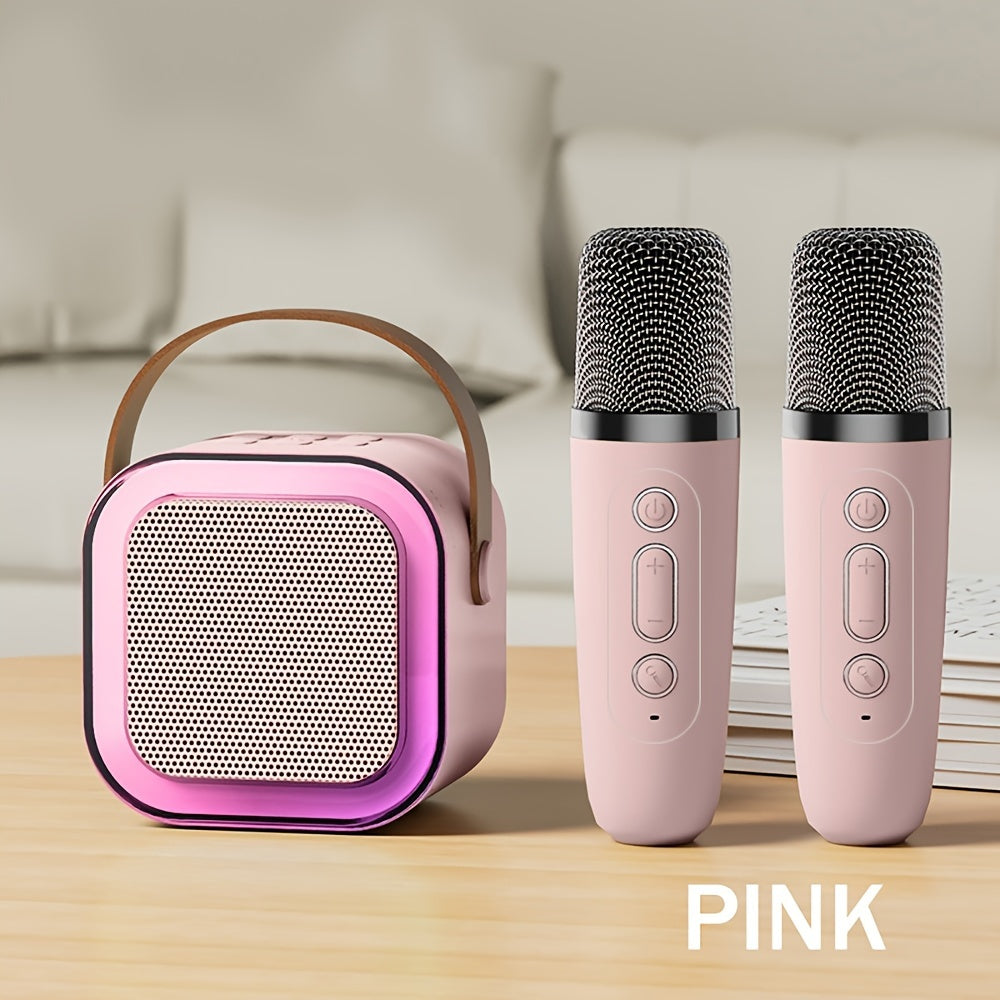 High-Performance Large Capacity Battery Ultra-Long Battery Life Better Sound Quality Colorful Speaker Microphone Integrated Home Karaoke Singing Sound System Dual Microphone Version Family Singing Party Entertainment