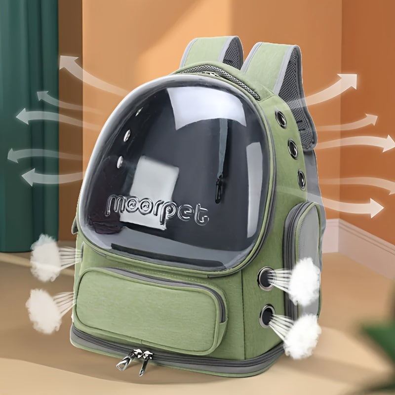 ComfortPet Explorer - Crystal-Clear Transparent Pet Carrier Backpack for Cats and Small Dogs - Breathable, Ventilated, and Spacious for Outdoor Travel and Hiking - Essential Pet Supplies for On-The-Go Owners