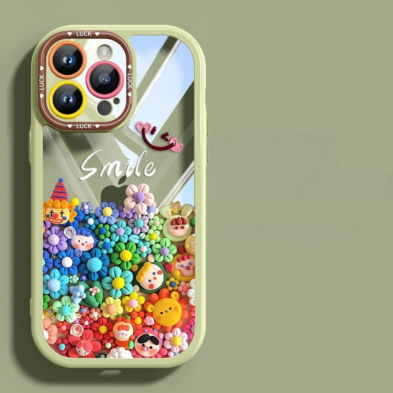 Creative Cute Cartoon Clown Doll Simple Couple with The Same Light Naked Mobile Phone Case, for Iphone 16 Pro Max Mobile Phone Case High-End Quality Mobile Phone Case 15Pro/14Pro/13 Pro/12Pro for Men And Women, Anti-Drop Case Anti- Scratch Phone Case