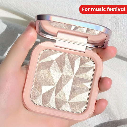 1pc Highlighter Palette, Iridescent Glow Face & Body Illuminator, Shimmering Glitter Contour Powder, Natural Radiance Makeup, Versatile Beauty Cosmetics For Brightening & Sculpting For Music Festival