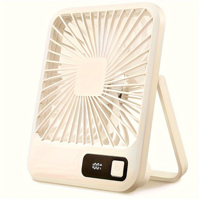 1800mAh Rechargeable YITUMU Mini Desktop Fan, 5 Gears Portable Cooling Fan, Powerful Wind, Quiet Operation, Square Shape, USB Charging, Suitable For Home, Office, Car And Outdoor Travel