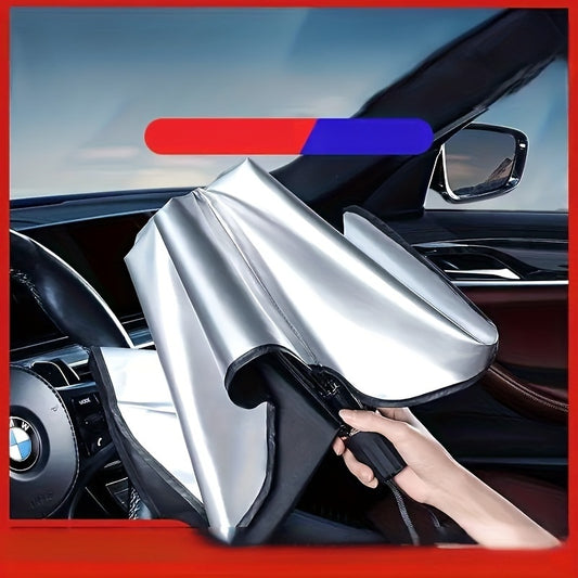 Car Sunshade Front Windshield Sunscreen Heat Insulation Sunshade Blocking Plate Blackout Curtain Gear Car Interior Windshield Small Car Cover Umbrella