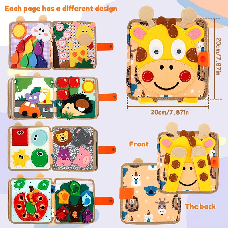 Kids Felt Quiet Books - 3D Sensory Activity Toy with Animal, Nature & Transportation Themes, Interactive Buttons & Zippers, Soft Felt Material for Fine Motor Skills & Cognitive Development, Portable Baby Learning Toy for Toddlers & Infants, Portable Story