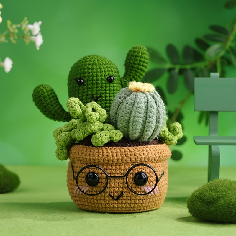 Complete Crochet Kit for Beginners - Pniene Brand, Includes Hooks & Step-by-Step Video Tutorials, DIY Craft Supplies for Green Plants, Crochet Supplies