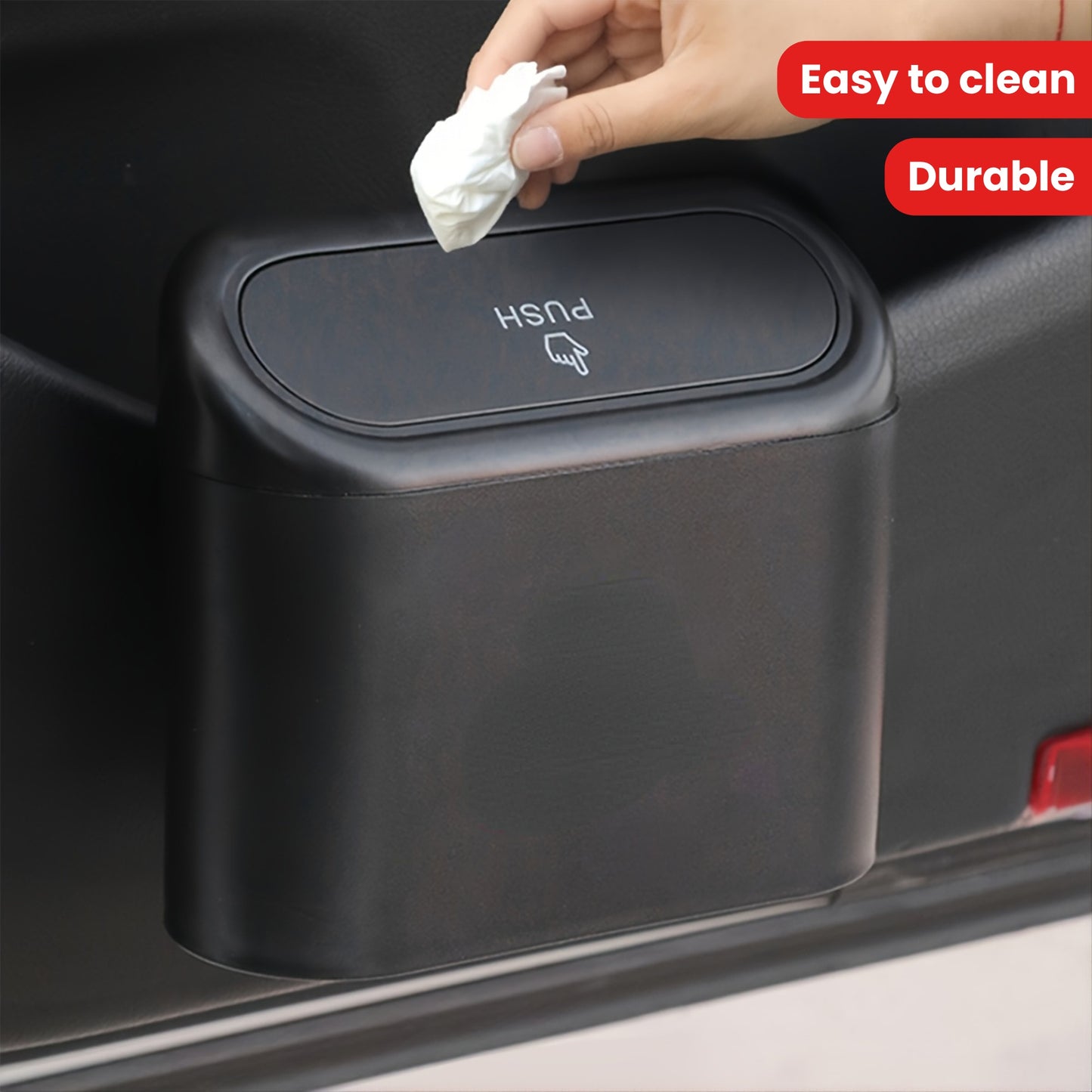 Compact Flip-Top Lid Car Trash Can - Durable, Easy to Clean Garbage Bin for Vehicle Use