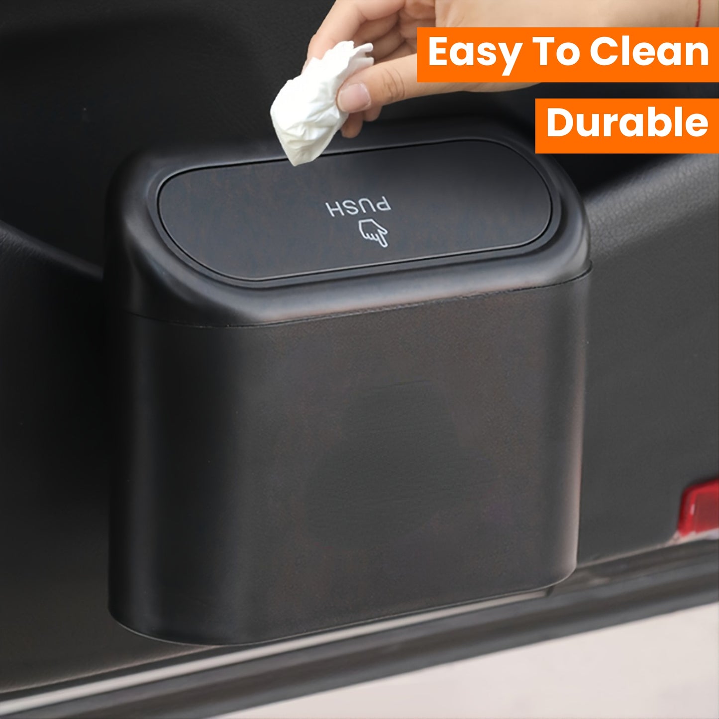 Compact Flip-Top Lid Car Trash Can - Durable, Easy to Clean Garbage Bin for Vehicle Use