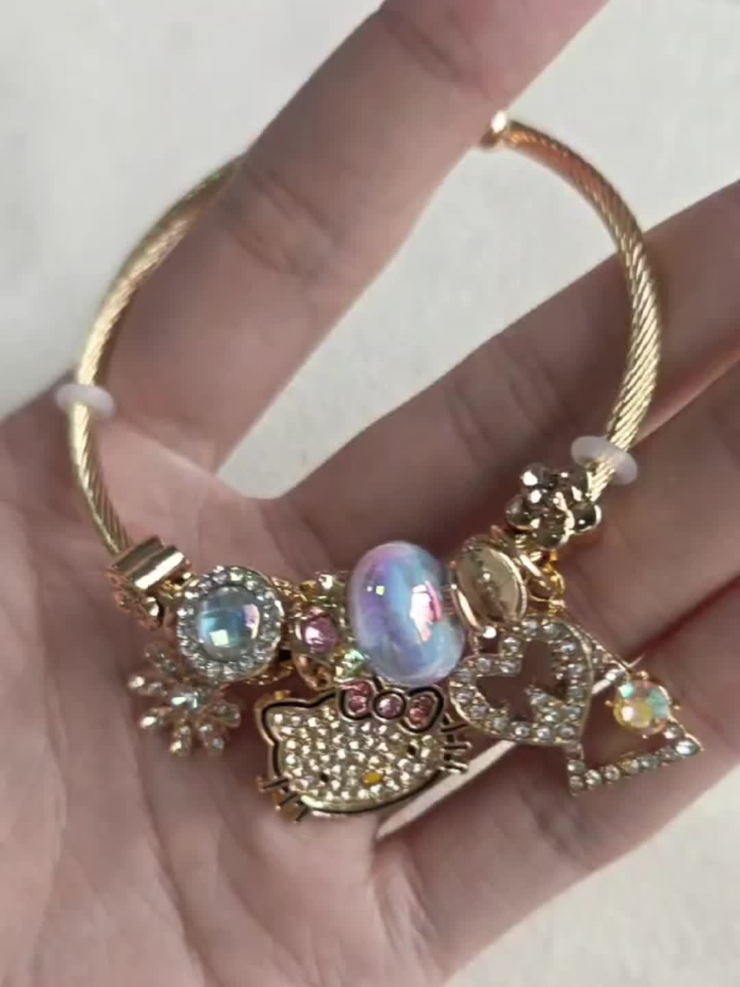 Sanrio for hello kitty Pendant Necklace, Cute Cartoon, Adjustable, Hollow, Zinc Alloy, Durable, with Shiny Beads, for Teenagers, Valentine'S Day