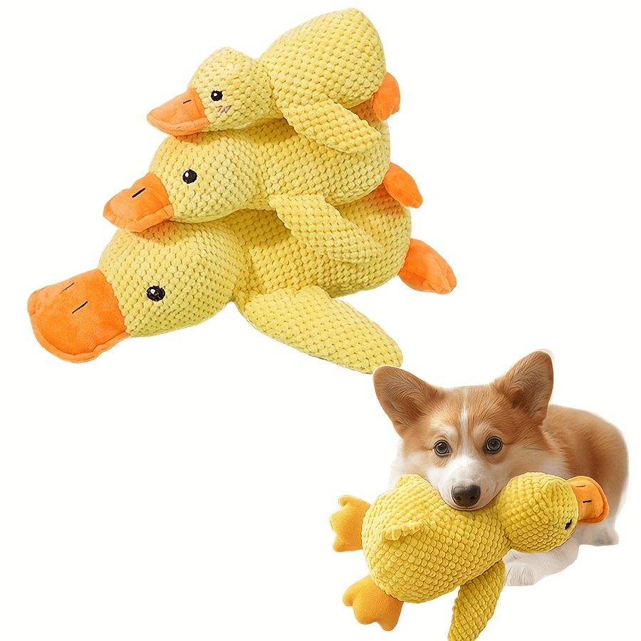 Bite-Resistant Plush Duck Toy - Soothing Companion for All Dog Breeds with Sound Effects