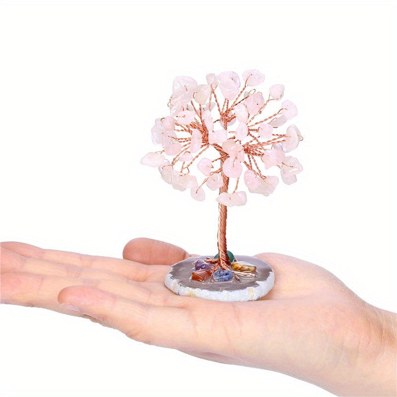 Natural Amethyst Crystal Tree Ornament - 1pc Quartz Decoration Home Decor Festival Gift (Random Base)