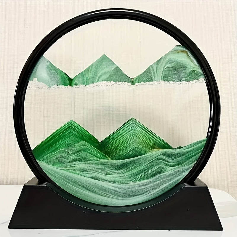 360-Degree Rotation 3D Flowing Sand Painting: Morphological Change - Glass Art Decoration