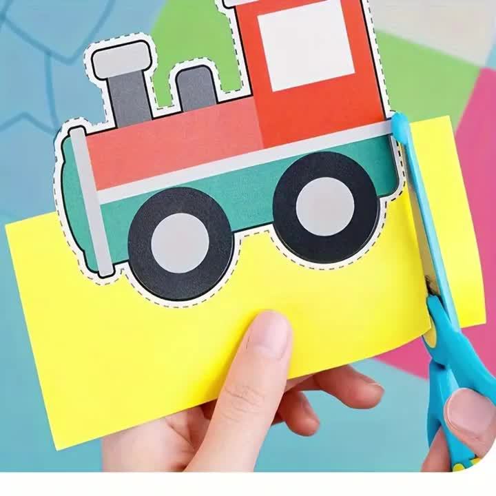 96/120pcs Kids Scissor Skills Activity Set - Paper Cutting Crafts Kit with Child-Safe Scissors for Decoupage, Paper Art, and Fine Motor Skills Development