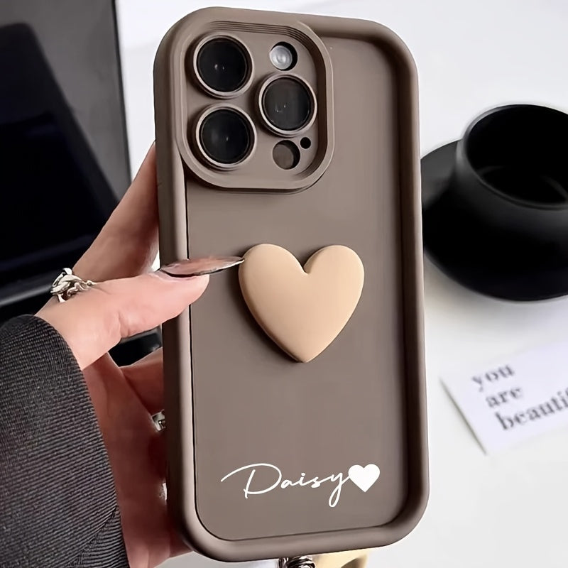 Personalized Customized Name Case for iPhone 16 15 14 13 12 11 Pro Max Luxury Acrylic 3D Love Heart Soft Silicone DIY Shockproof Gift Cover 14 15 16 Plus