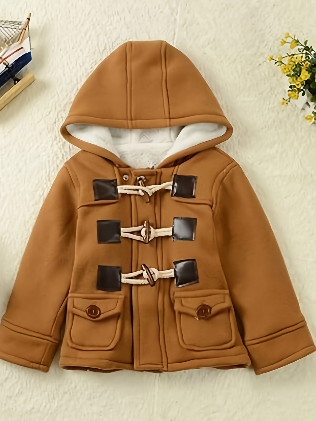 Hooded Fleece Jacket - Soft, Warm, Ideal for Fall & Winter Wear, Button-Front
