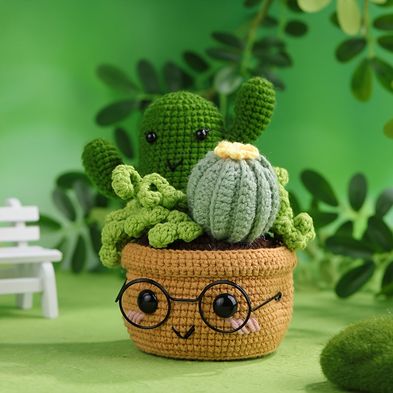 Complete Crochet Kit for Beginners - Pniene Brand, Includes Hooks & Step-by-Step Video Tutorials, DIY Craft Supplies for Green Plants, Crochet Supplies