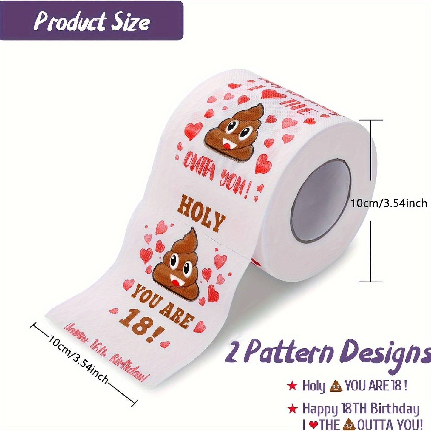 Happy Prank Toilet Paper - 18th Birthday Decorations, Party Supplies Favors - Novelty Bday Present For Him, Her, Friends - 18 Year Old Funny Gag Gift For Guys