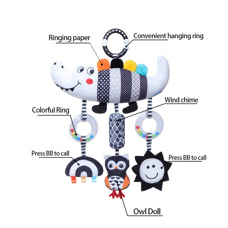 Baby Toy Black and White Wind Chime Hanging Ornament 0+ Newborn Baby Christmas Gift and Birth Present Perfect Holiday Gift Choice Suitable for Kids' Car Toy and Stroller Toy Bedtime Hanging