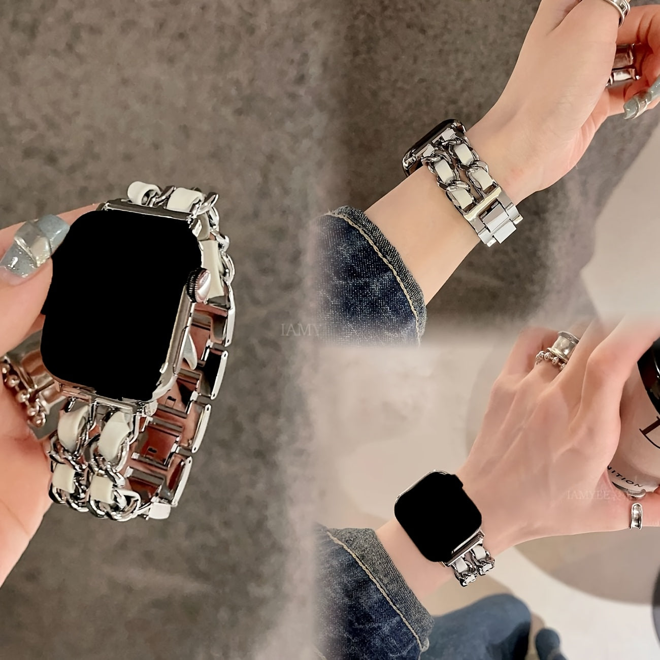 BIIFAKOO new small fragrance style metal stitched ten generations available compatible 38mm 40mm 41mm 42mm 44mm 45mm 46mm 49mm suitable for Ultra Series 10 9 8 7 7 SE 6 5 4 3 5 4 4 3 2 1