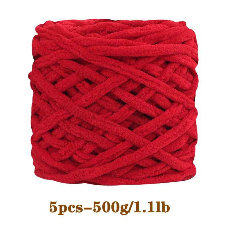 5pcs Ultra-Soft Chunky Chenille Yarn - Perfect for DIY Knitting & Crochet Projects, Scarves, Hats, Blankets | Available in Multiple Colors