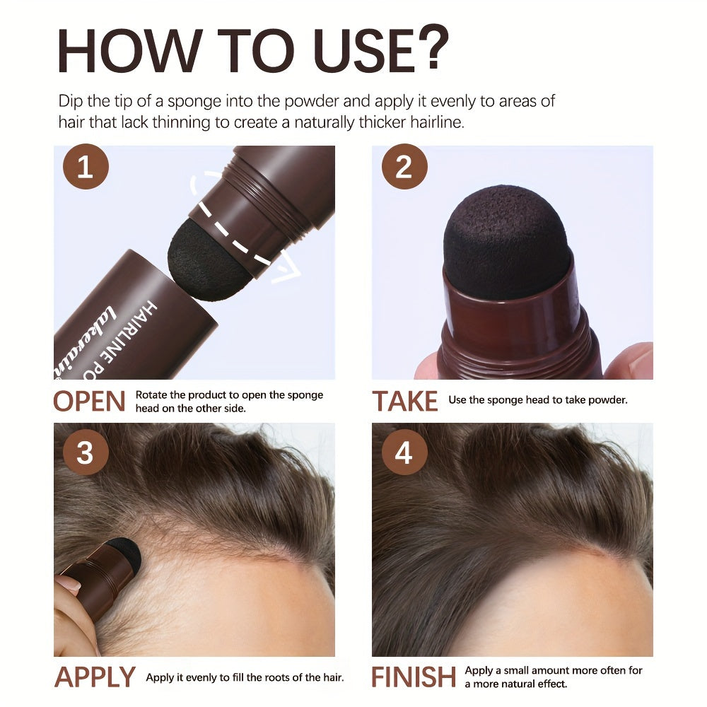 Instant Uniform Hairline Lakerain Powder Stick - Waterproof, Long-Lasting, Natural Finish Sponge Pen for All Skin Tones & Gray Root Coverage