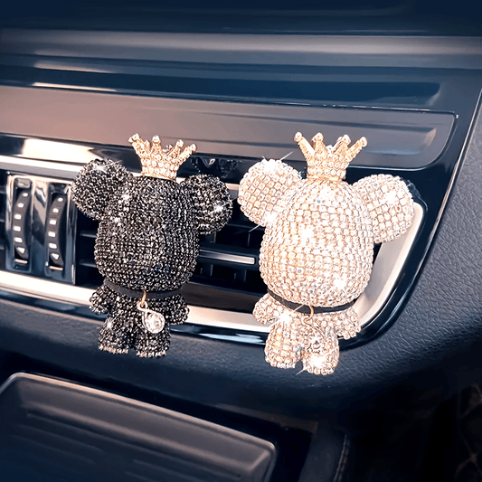 Glamorous Crowned Bear Car Air Freshener - Sparkling Charm for Your Vehicle's Interior