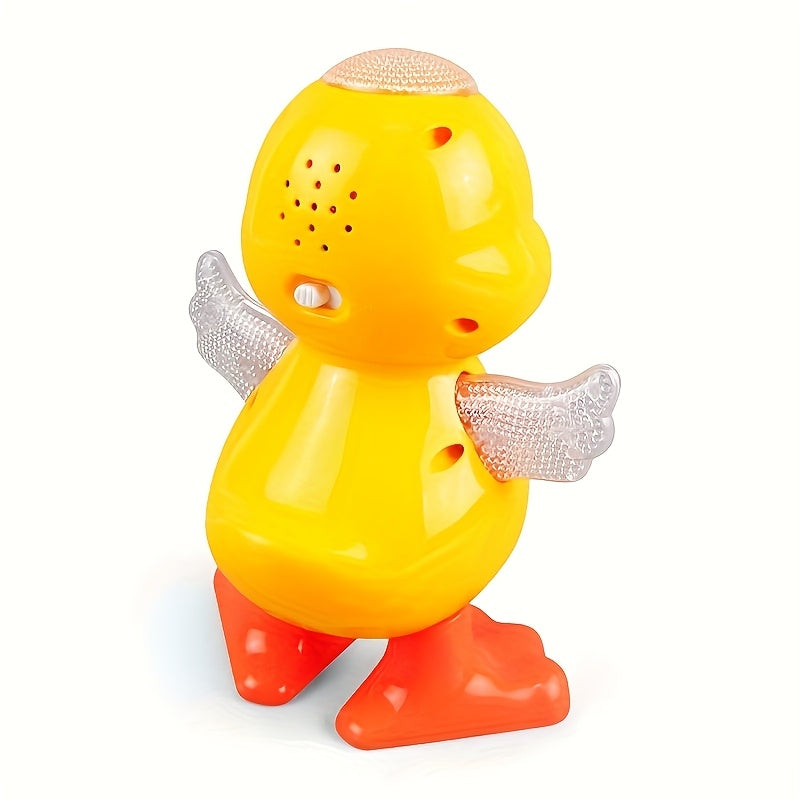 Interactive Dancing Duck Toy with Music, Dynamic Lights, And Eye-Blinking Effects, Educational Cartoon Animal Toy, Durable Plastic Construction, with Battery Not Included, for Toddlers 0-3 Years, Ideal for Halloween And Christmas Gifts