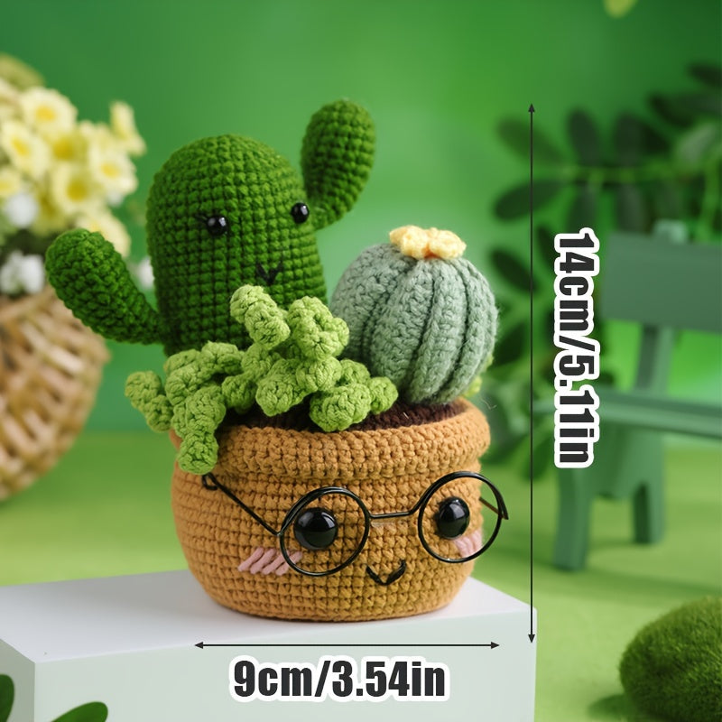 Complete Crochet Kit for Beginners - Pniene Brand, Includes Hooks & Step-by-Step Video Tutorials, DIY Craft Supplies for Green Plants, Crochet Supplies
