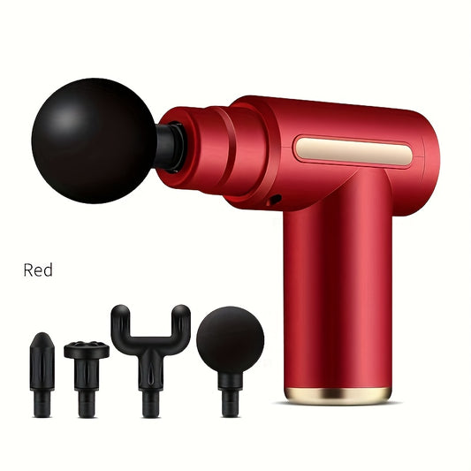 Electric Fascia Massage Gun, Electric Muscle Massager, Equipped with 4 Interchangeable Massage Heads, Portable Handheld Ultra-Quiet Brushless Motor, Suitable for Sports And Fitness.
