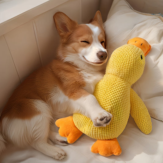 Bite-Resistant Plush Duck Toy - Soothing Companion for All Dog Breeds with Sound Effects