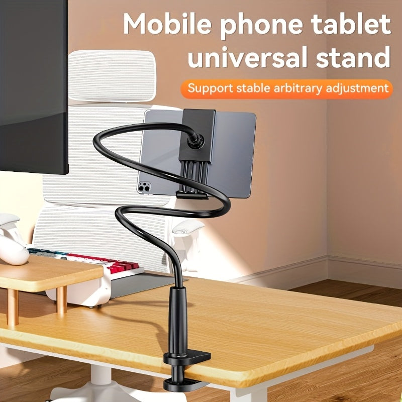 Adjustable Bedside Phone & Tablet Holder - 360° Rotating, Secure Clamp, Flexible Gooseneck Arm, Wall-Mountable, ABS Material, 1pc