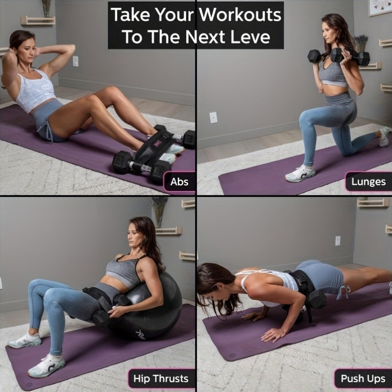 Black Adjustable Weighted Belt for Home Workouts - Extra Padded Nylon Fabric, Buckle Closure, Adjustable Resistance for Kettlebell Training, Hip Sculpting, Strength Training Weight Lifting Strap
