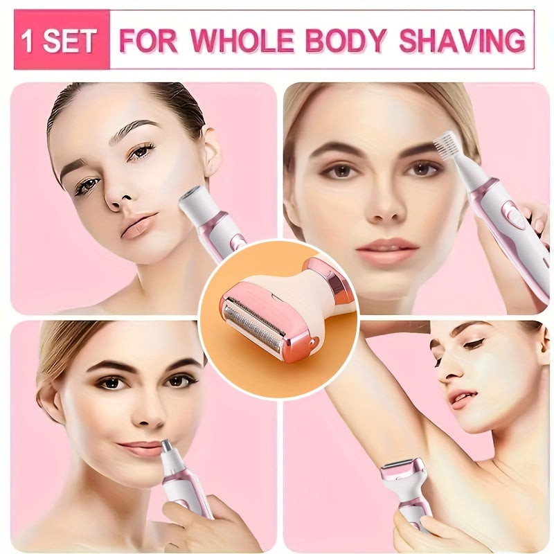 Electric Razor for Women, 4-in-1 Rechargeable grooming kit, Lady Electric Shaver for Face, Nose, Legs And Underarm, Bikini Trimmer for Women Painless, Hair Razor Rechargeable & Portable