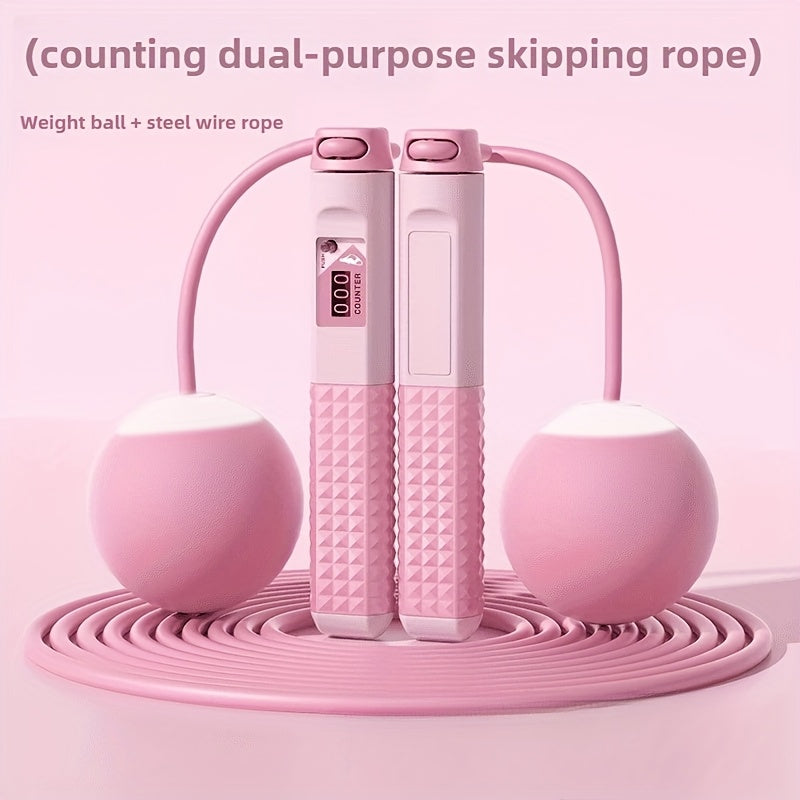 Heavy Jump Rope with Gravity Ball for Intensive Burning and Weight Loss - Counting Feature Included, Pink/Blue/Black, Silicone Material, Perfect for Fitness and Exercise, Recommended for Ages 14+