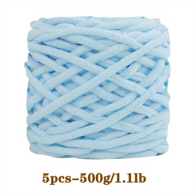 5pcs Ultra-Soft Chunky Chenille Yarn - Perfect for DIY Knitting & Crochet Projects, Scarves, Hats, Blankets | Available in Multiple Colors