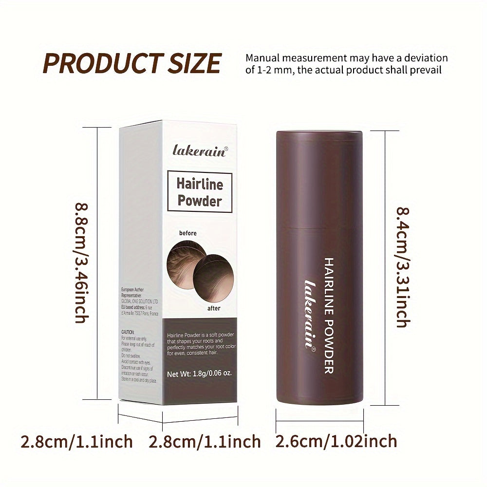 Instant Uniform Hairline Lakerain Powder Stick - Waterproof, Long-Lasting, Natural Finish Sponge Pen for All Skin Tones & Gray Root Coverage