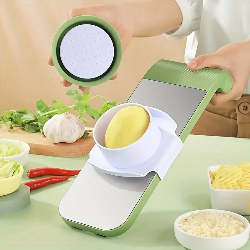 7pcs Stainless Steel Multifunctional Vegetable Slicer and Grater Set, Interchangeable Blades, Manual Kitchen Gadget Tool Kit for Potatoes, Carrots, Cucumbers