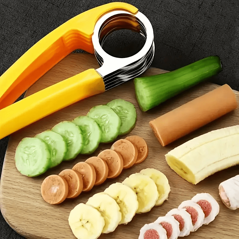 1pc Stainless Steel Banana & Cucumber Slicer - Food-Safe, Easy to Use, Ideal for BBQs & Outdoor Cooking, Kitchen Gadget, Outdoor Kitchenware, Essential Tool for Camping and Dinin