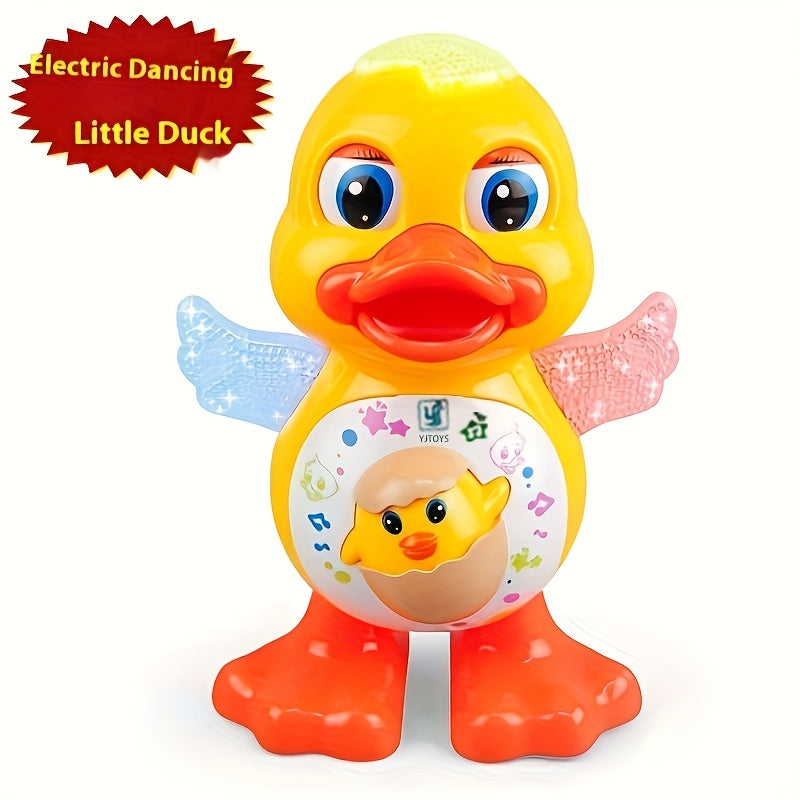 Interactive Dancing Duck Toy with Music, Dynamic Lights, And Eye-Blinking Effects, Educational Cartoon Animal Toy, Durable Plastic Construction, with Battery Not Included, for Toddlers 0-3 Years, Ideal for Halloween And Christmas Gifts