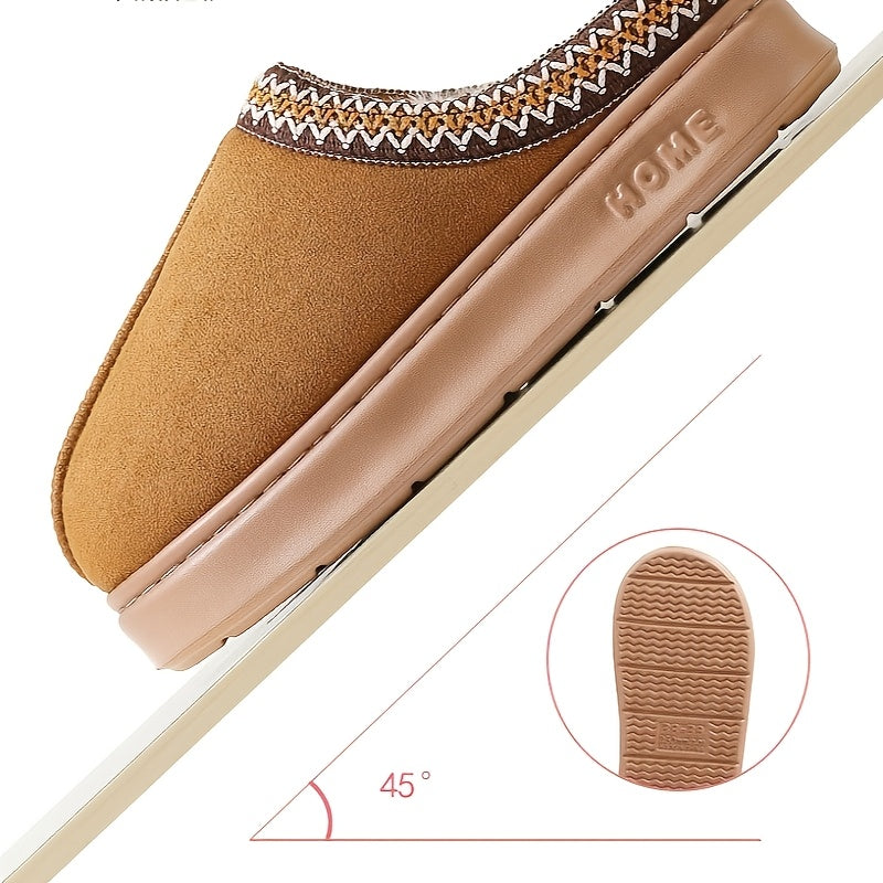Cozy Plush Slip-On Slippers for Men and Women - Soft, Warm Fabric with Non-Slip TPR Sole, Elegant Style, Perfect for Indoor Use, Formal Shoes