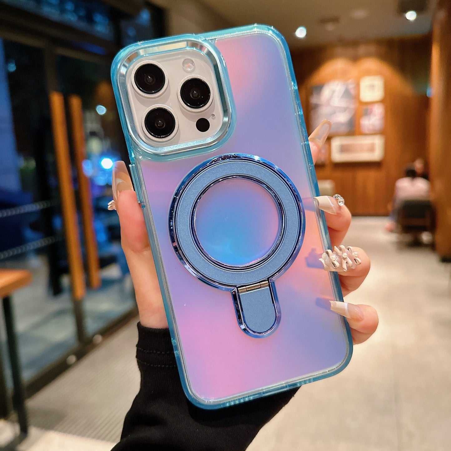 [New Magnetic Holder Phone Case] Suitable for Apple Iphone 15Promax 16Promax 14Promax 13Promax 12Pro 11 Magnetic Holder Phone Case, Metal Frame Protection, Brand New All Inclusive, Niche High-End, Goddess Temperament, Holiday Gift Luxury Electroplated Gli