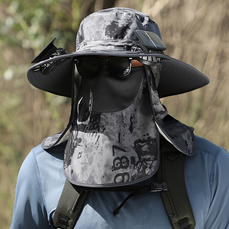Outdoor Solar Multifan Fan Hat. In-Ward Detachable Dual Fan. Adjustable Three Wind Speed with USB Charging Interface. Suitable for Outdoor Leisure Fishing Hat. Fisherman Hat. Sunscreen Hat. Outdoor Sunshade Hat. Hiking Hat.