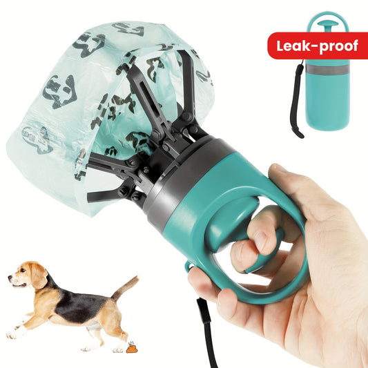 [Portable Poop Scooper with Bags] Teal Claw Design Portable Dog Poop Scooper with Bag Dispenser - Durable Plastic, Includes Leak-Proof Bags, Ideal for Outdoor Use