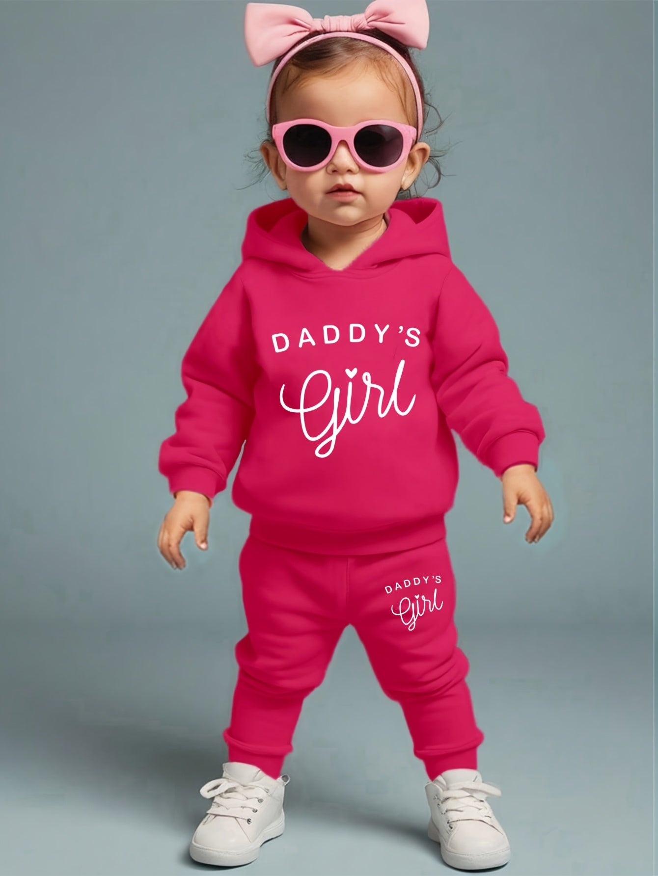 Baby Girl'S DADDY'S GIRL Letter Pattern Hoodie And Casual Long Pants Spring And Autumn Sports Outfit, for Outdoor