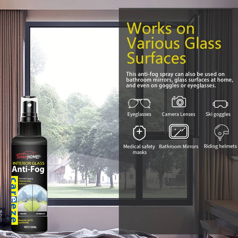 SHANXIHOME Anti-Fog Spray - Long-Lasting Glass Defogger for Car, Helmets, Mirrors & More - Clear Vision & Powerful Fog Resistance - Ideal for Windshields, Interior Windows, Home Glass - Easy to Apply, Interior Visibility|Windshield Defogger|Durable Anti F