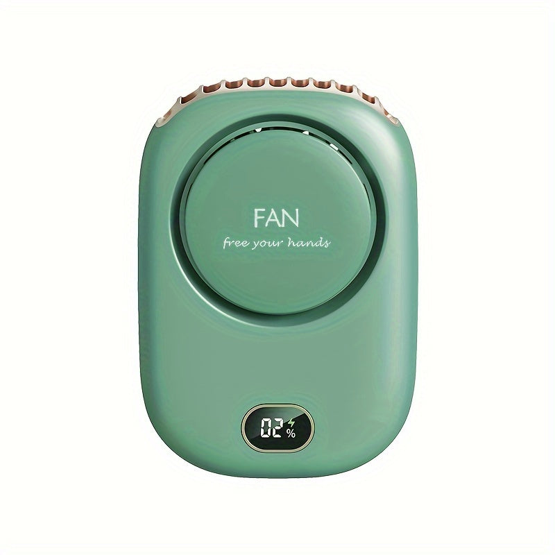 1pc Portable Three-Speed USB Fan with Waist-Hanging and Desktop Stand, Power Display, and Leafless Design
