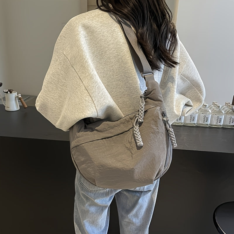 [Chic Crossbody Bag] Durable & Lightweight Crossbody Bag | Chic Nylon Solid Colors, Multiple Pockets, Adjustable Strap, Suitable for Outdoor Activities, Commute, And School
