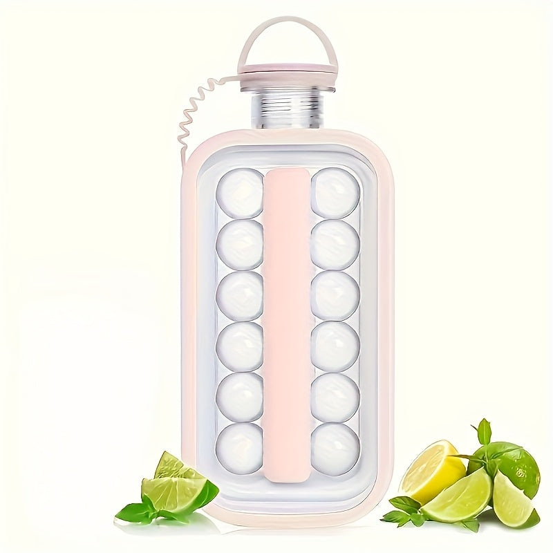 [Portable Ice Maker] 2-in-1 Folding Ice Maker Water Bottle & 17-Grid High-Capacity Ice Tray | Portable, Space-Saving, Durable Plastic Household Ice Maker for Cocktails, Beverages, Beverage Cooling, Compact Storage, Userfriendly Construction