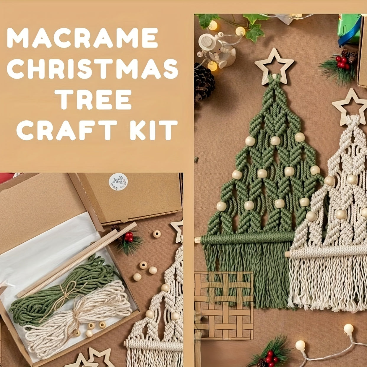2pcs Woven Christmas Tree DIY Kit Christmas Crafts Gift Kit Suitable For Family And Friends Perfect Holiday Gift