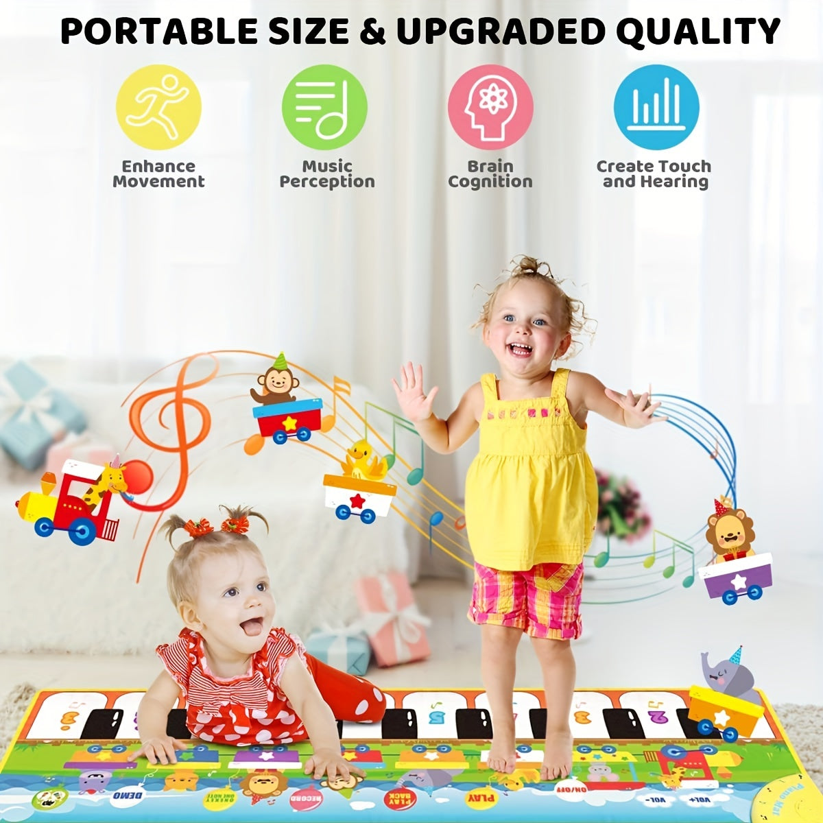 [Musical Piano Mat | Kids] 10 Songs | Musical Piano Mat for Kids, Floor Dance Toy | 8 Animal Sounds, 5 Modes, Children's Keyboard Blanket Music Touch Game Mat, Music Early Education Toy, Halloween Christmas Gift for Winter Ramadan Mubarak