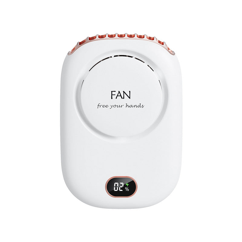 1pc Portable Three-Speed USB Fan with Waist-Hanging and Desktop Stand, Power Display, and Leafless Design
